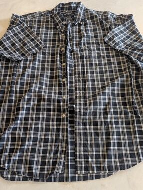 Mens XL Ralph Lauren Blaire 100% Cotton SS Black and Blue SS Button Down Shirt